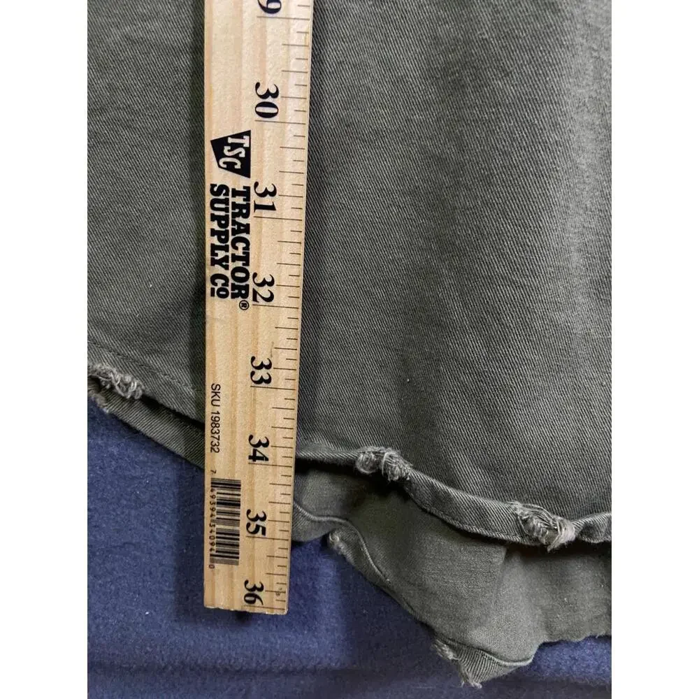 Umgee Women's Olive Green Army Military Button Up Frayed Hem Jacket, Size 2XLT - Picture 10 of 15